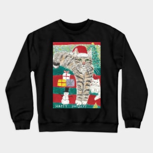 Christmas  holidays  Tabby cat painting Crewneck Sweatshirt